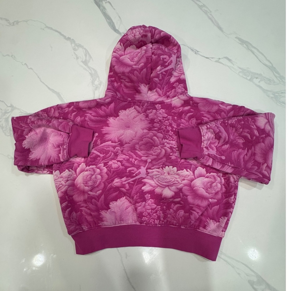 Jordan Girls Brooklyn Essentials Floral-Print Pullover Hoodie Size M 10-12 - Picture 7 of 8